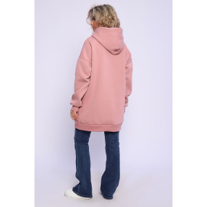 Худи женское №89328 футер 3-х нитка с начесом (последний размер) сухая роза 46,52