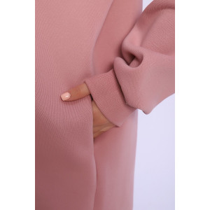 Худи женское №89328 футер 3-х нитка с начесом (последний размер) сухая роза 46,52