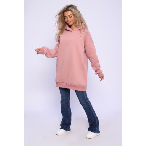 Худи женское №89328 футер 3-х нитка с начесом (последний размер) сухая роза 46,52