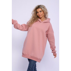 Худи женское №89328 футер 3-х нитка с начесом (последний размер) сухая роза 46,52