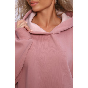 Худи женское №89328 футер 3-х нитка с начесом (последний размер) сухая роза 46,52