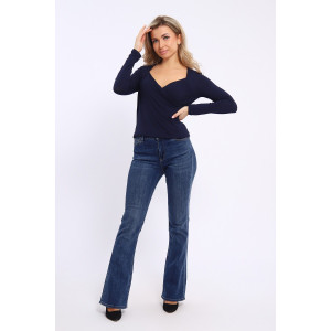 Лонгслив женский №21051 вискоза (последний размер) темно-синий 44