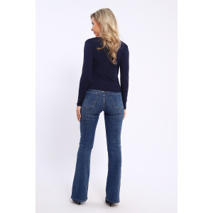 Лонгслив женский №21051 вискоза (последний размер) темно-синий 44