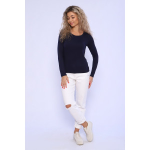 Лонгслив женский №71083 джерси (последний размер) темно-синий 54