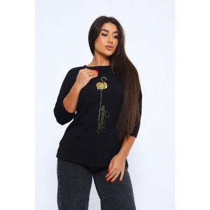 Лонгслив женский №82068 кулирка с лайкрой пенье (последний размер) черный 56