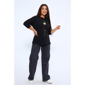 Лонгслив женский №82068 кулирка с лайкрой пенье (последний размер) черный 56