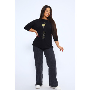 Лонгслив женский №82068 кулирка с лайкрой пенье (последний размер) черный 56