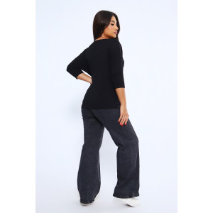 Лонгслив женский №82068 кулирка с лайкрой пенье (последний размер) черный 56