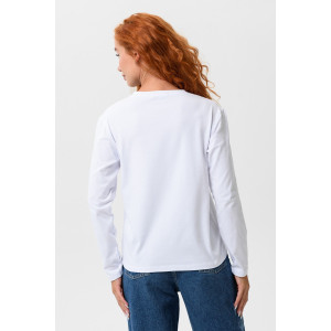 Лонгслив женский №8505 кулирка с лайкрой (последний размер) белый-кот в очках 50 Лонгслив женский №8505 кулирка с лайкрой (последний размер) белый-кот в очках 50