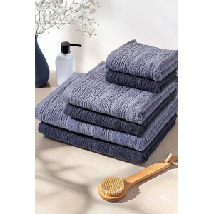 Набор махровых полотенец "Жатка" 6 шт. графит-серо-голубой Набор махровых полотенец "Жатка" 6 шт. графит-серо-голубой