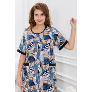 Халат женский "Атмосфера" кулирка (р-ры: 48-62) синий