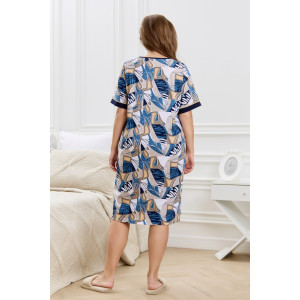 Халат женский "Атмосфера" кулирка (р-ры: 48-62) синий