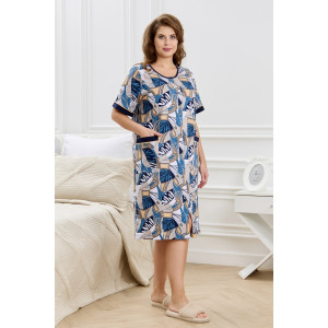 Халат женский "Атмосфера" кулирка (р-ры: 48-62) синий
