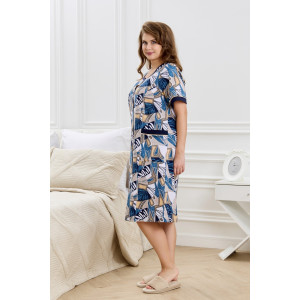 Халат женский "Атмосфера" кулирка (р-ры: 48-62) синий
