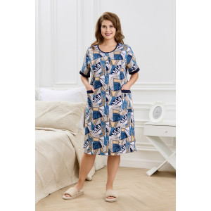 Халат женский "Атмосфера" кулирка (р-ры: 48-62) синий