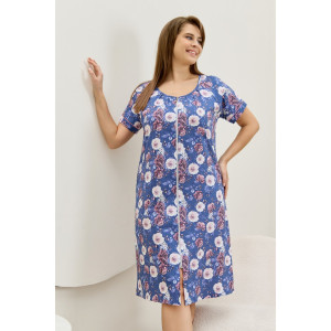 Халат женский "Флэр" кулирка (р-ры: 48-62) синий