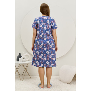 Халат женский "Флэр" кулирка (р-ры: 48-62) синий