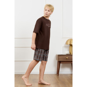 Костюм двойка детский "Браун-2" кулирка (р-ры: 140-170) коричневый