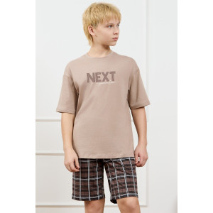 Костюм двойка детский "Браун-2" кулирка (р-ры: 140-170) бежевый