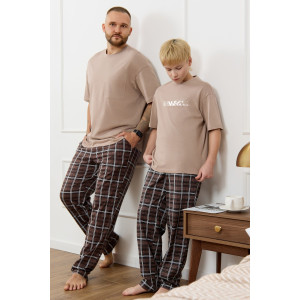 Костюм двойка детский "Браун-1" кулирка (р-ры: 140-170) бежевый