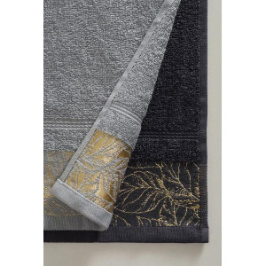 Набор махровых полотенец "Листья" 6 шт. серый-синий