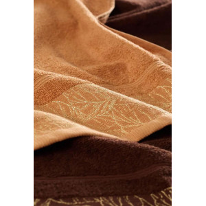 Набор махровых полотенец "Листья" 6 шт. светло-коричневый-темно-коричневый