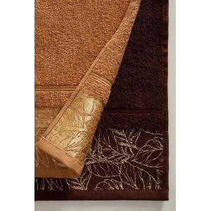 Набор махровых полотенец "Листья" 6 шт. светло-коричневый-темно-коричневый