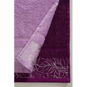 Набор махровых полотенец "Листья" 6 шт. фиолетовый-фуксия Набор махровых полотенец "Листья" 6 шт. фиолетовый-фуксия