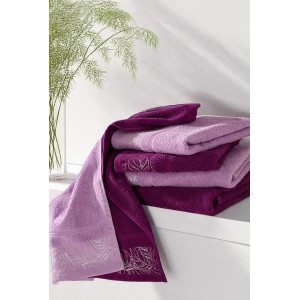 Набор махровых полотенец "Листья" 6 шт. фиолетовый-фуксия Набор махровых полотенец "Листья" 6 шт. фиолетовый-фуксия