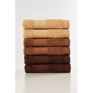 Набор махровых полотенец "Сафари" 40х60 (6 шт.) темно-коричневый, светло-коричневый, бежевый
