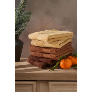 Набор махровых полотенец "Сафари" 40х60 (6 шт.) темно-коричневый, светло-коричневый, бежевый