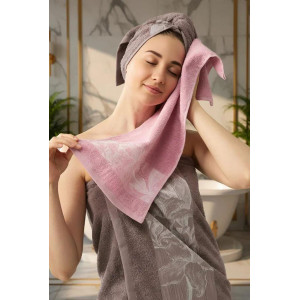 Набор махровых полотенец "Цветы" 6 шт. сирень-розовый Набор махровых полотенец "Цветы" 6 шт. сирень-розовый