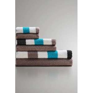 Набор махровых полотенец "Гармония" 6 шт. коричневый-полоса Набор махровых полотенец "Гармония" 6 шт. коричневый-полоса