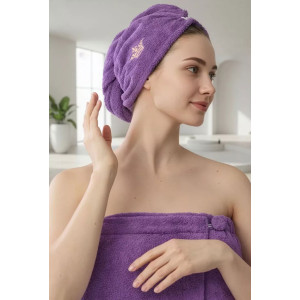 Набор для сауны женский махровый "Корона" (р-ры: 44-60) фуксия