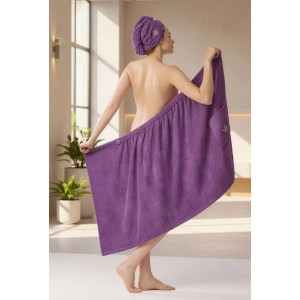 Набор для сауны женский махровый "Корона" (р-ры: 44-60) фуксия