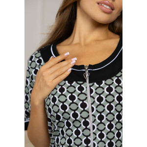 Халат женский 2088/1 кулирка (р-ры: 48-62) черный-зеленый