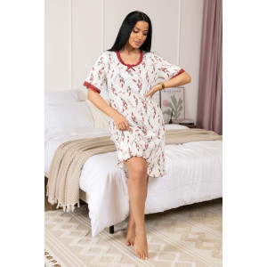 Сорочка женская 2130/1 кашкорсе (р-ры: 48-58) молочный-бордовый