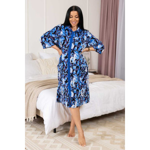 Халат женский 1981/3 велюр (р-ры: 48-58) фиолетовый-синий