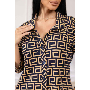 Халат женский 2009/4 кулирка (р-ры: 48-58) синий-бежевый