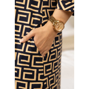 Халат женский 2009/4 кулирка (р-ры: 48-58) синий-бежевый