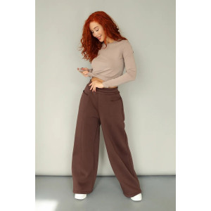 Брюки женские 2249/1 футер 3-х нитка с начесом (р-ры: 42-52) кофе
