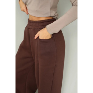 Брюки женские 2249/1 футер 3-х нитка с начесом (р-ры: 42-52) кофе