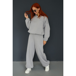 Костюм двойка женский 2246/2 футер 3-х нитка с начесом (р-ры: 42-52) серый