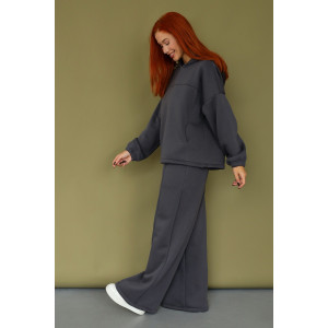 Костюм двойка женский 2246 футер 3-х нитка с начесом (р-ры: 42-52) темно-серый