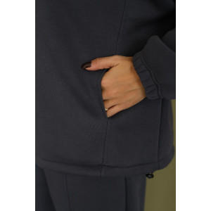 Костюм двойка женский 2246 футер 3-х нитка с начесом (р-ры: 42-52) темно-серый