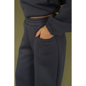 Костюм двойка женский 2246 футер 3-х нитка с начесом (р-ры: 42-52) темно-серый