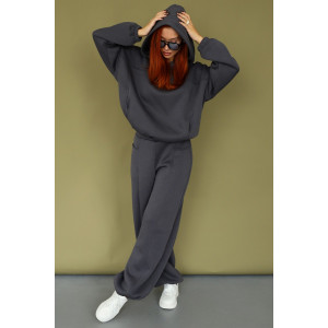 Костюм двойка женский 2246 футер 3-х нитка с начесом (р-ры: 42-52) темно-серый