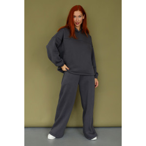 Костюм двойка женский 2246 футер 3-х нитка с начесом (р-ры: 42-52) темно-серый