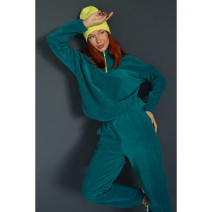 Костюм двойка женский 2076/11 флис (р-ры: 42-52) изумруд