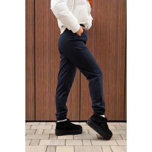 Брюки женские 2252/4 футер 3-х нитка с мехом (р-ры: 44-58) синий